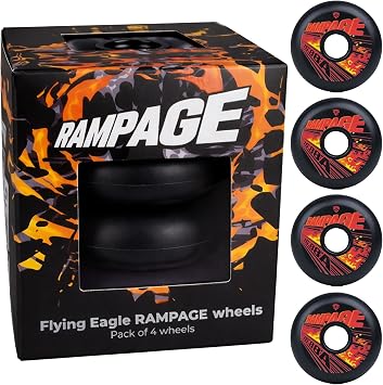 Flying Eagle Rampage Wheels for Skates - Inline Skates Men & Women for Urban Freeskating, Inline Skate Wheels, Outdoor Skate Wheel Replacement, 88A Hardness, Pack of 4, Black, 76 MM