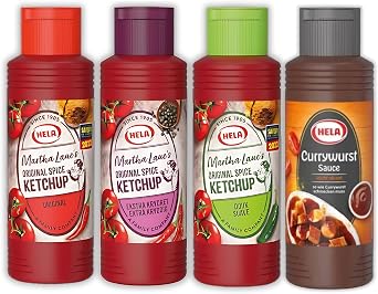 Hela Sauce Bundle, 4 Flavours Original, Mild, Extra Spicy & Currywurst, 300ml Each, Versatile Condiments for Grilling, Dipping & Cooking