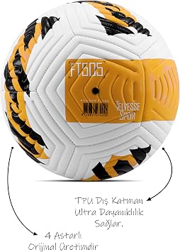 Telvesse Futbol Topu Sert Zemin Halı Saha Kullanım,Hibrit Turuncu Şampiyonlar Ligi & Dünya Kupası Futbol Topu, 5 Numara Profesyonel Maç Topu, Dikişli, Dayanıklı, Pompa Hediyeli