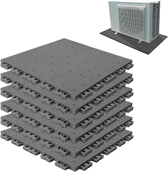 moonoom 6 Pcs Air Conditioner Heat Pump System Pad-36 x 24 inch A/C Mini Split Pad-Plastic Condenser Pad for Ductless Air Conditioner Heat Pump Systems&Heat Pumps&Outdoor Equipment