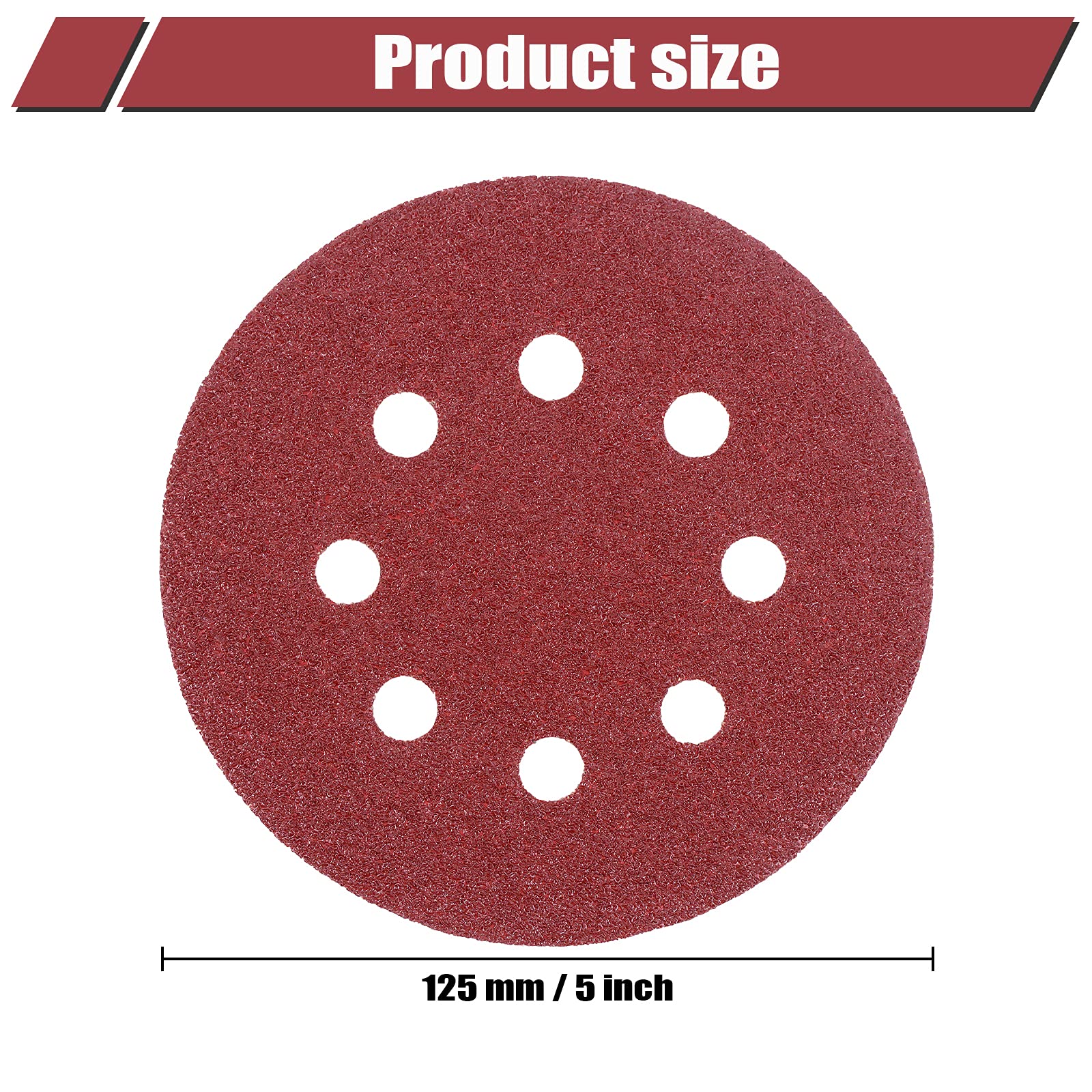 DRLIFE 5-Inch 180-Grit Sanding Discs - 100-Pack 8-Hole Hook & Loop For Orbital Sander - View #2