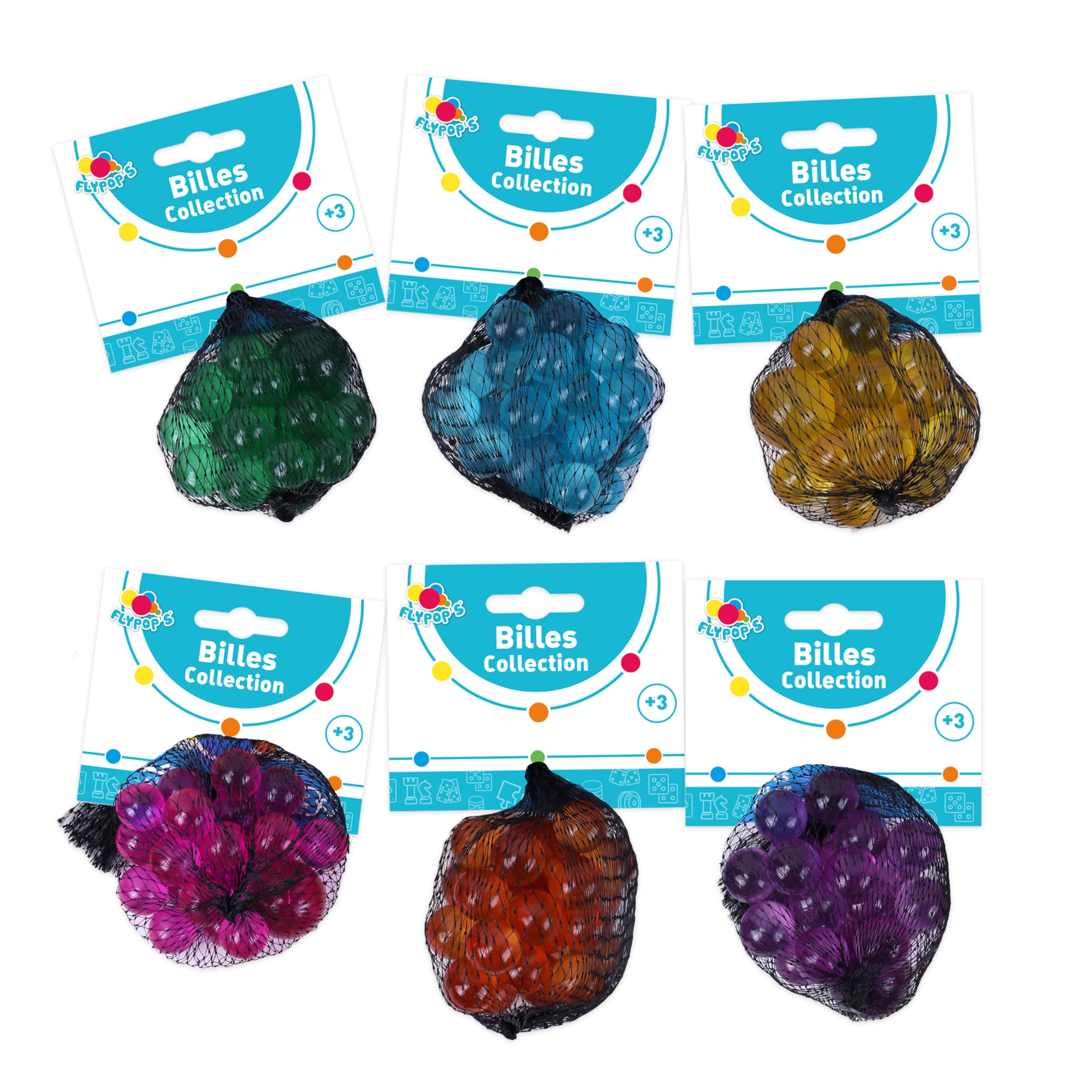 FLYPOP'S - Kulki - Gra Rekreacyjna - 033021A - Losowy Kolor - Szkło - Gra Zręcznościowa - Zabawka Dziecięca - Kolekcja - 1,6 cm x 1,6 cm - Od 3 lat
