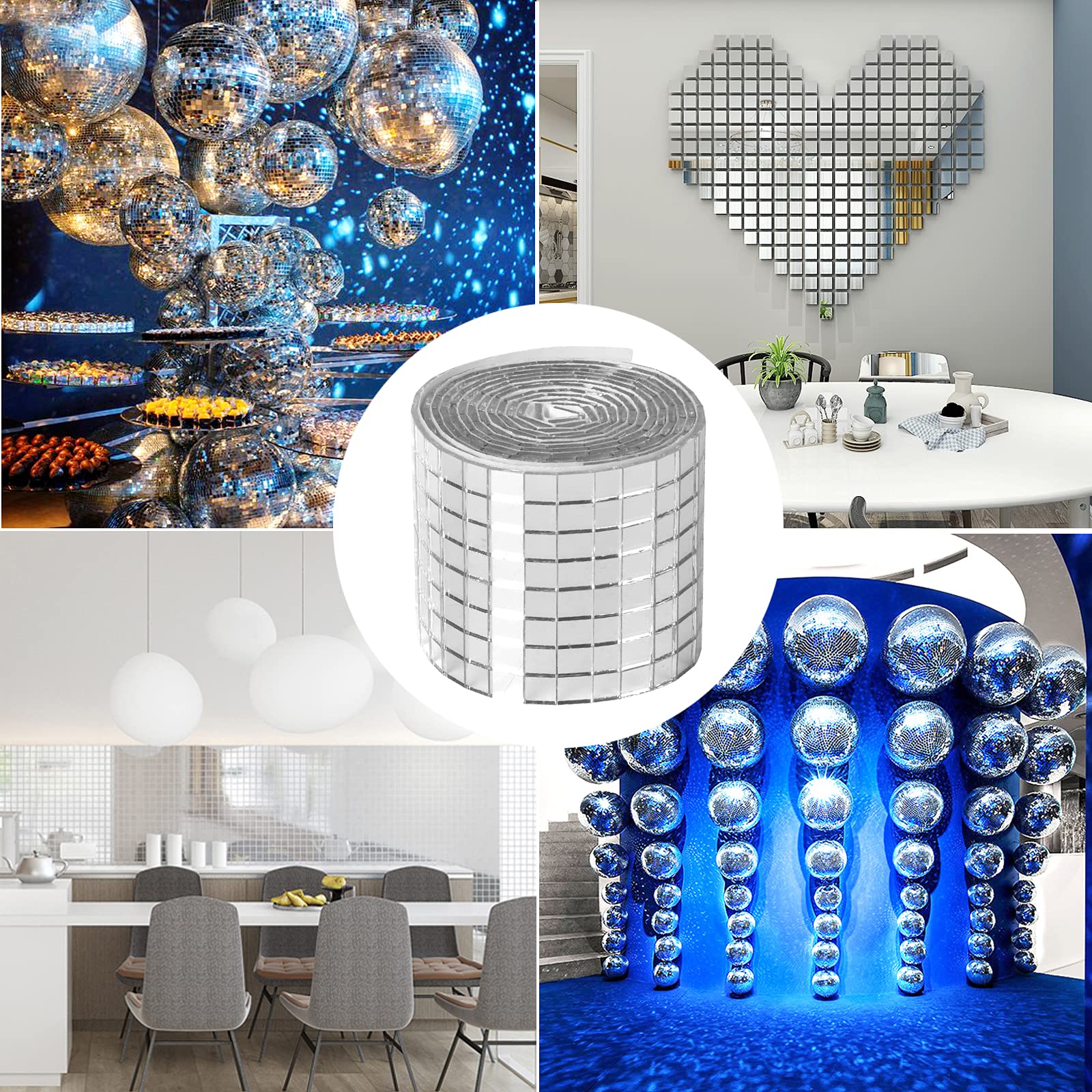 2928 Pezzi Piastrelle Mosaico Specchio Autoadesive - Argento 5x5 Mm - Per Decorazioni Fai Da Te, Artigianato, Pareti E Oggetti - Foto 8