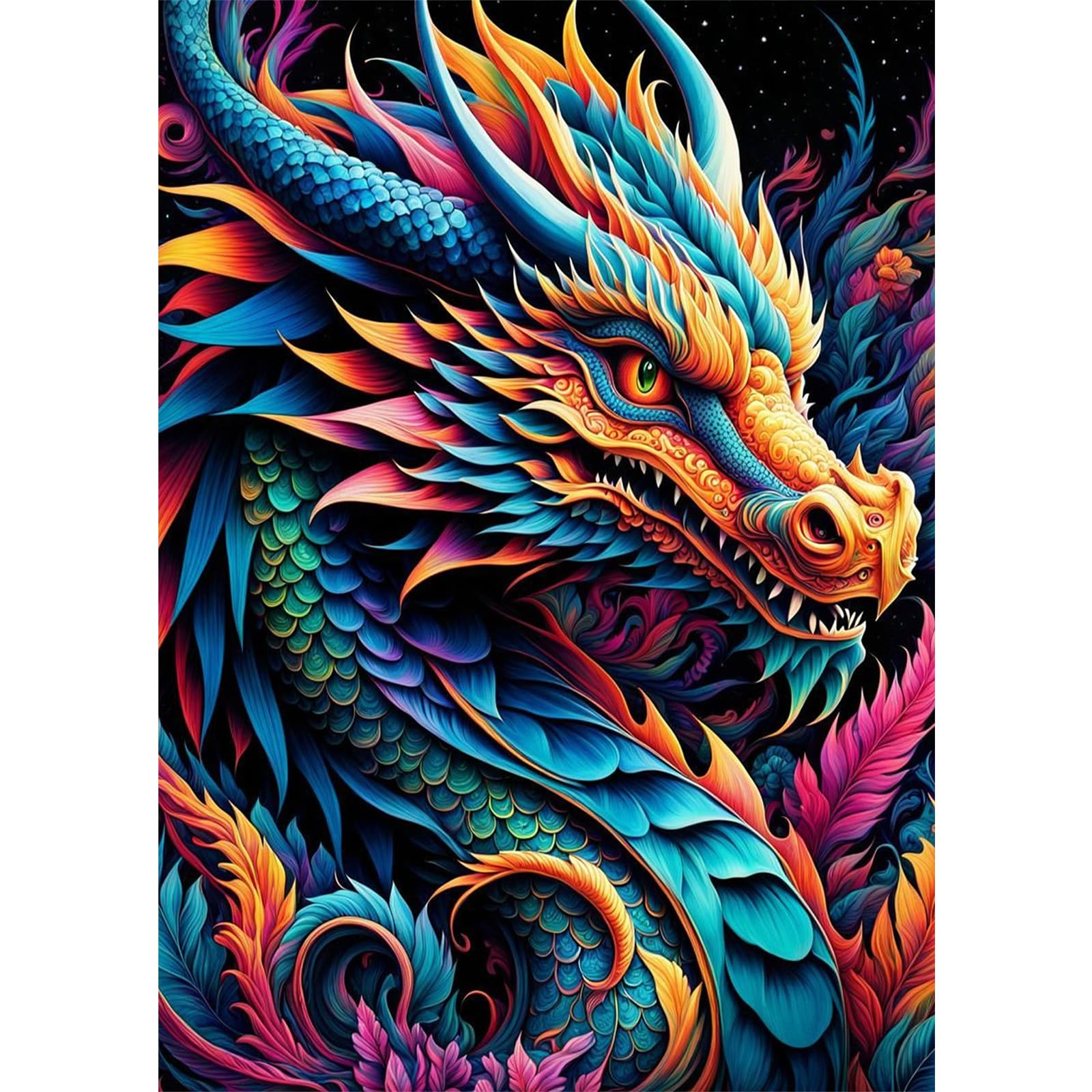 NAIMOER Dragon Diamond Art Kits for Adults - DIY Full Drill 5D Diamond Painting Kits Animals - Adults Diamond Art on Canvas for Relaxation Gifts Home Decor 30x40cm โ image 1