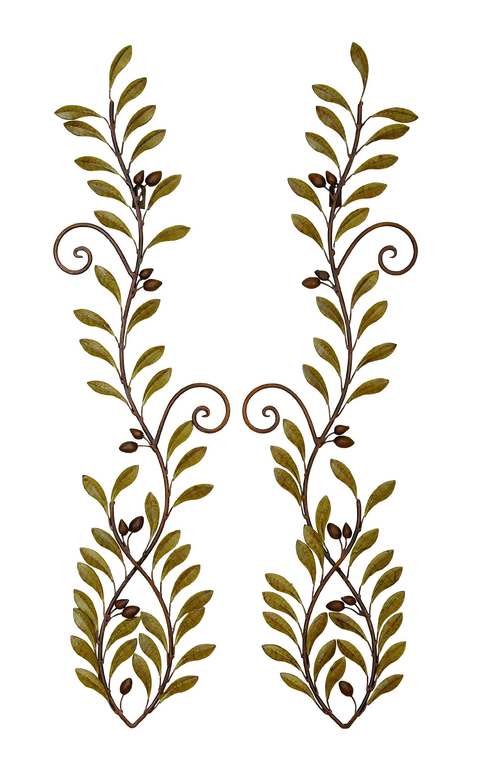 Deco 79 Traditional Metal Leaves Wall Decor, Set of 2 32"H, 7"W, Green