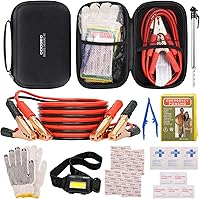COOGEO Car Emergency Kit with Jumper Cables - Roadside Safety Essentials for Cars, Trucks, SUVs | Gifts for Men & Women