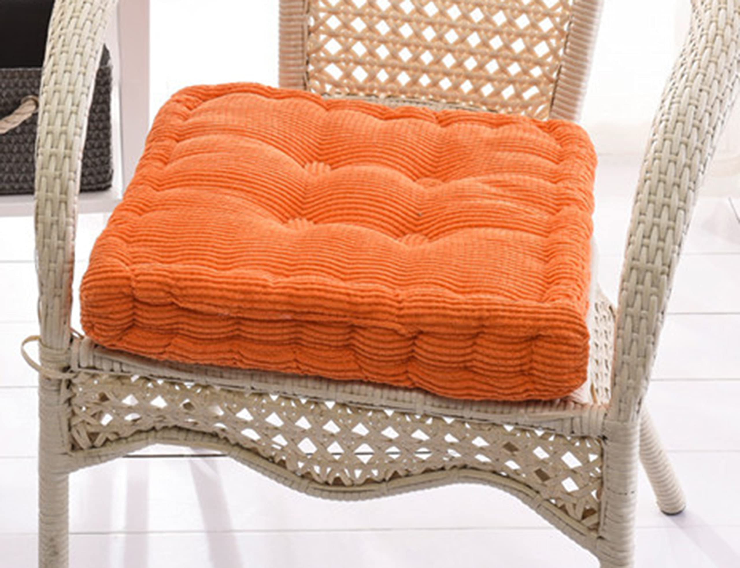 Hruile Thick Square Chair Pad Seat Pad, Kitchen Dining Chair Pad Garden Patio Home Chair Cushions, Durable Breathable Design Seat Cushion for Indoor Outdoor,40x40cm,Orange