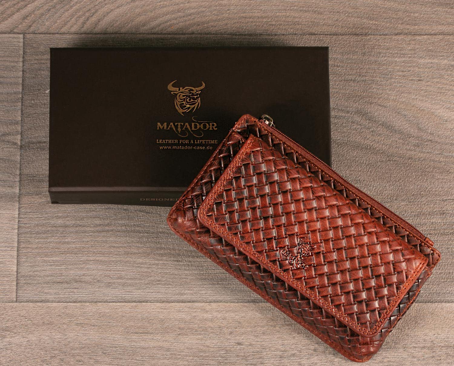 MATADOR Echt Leder Universal Handytasche Gürteltasche 6.9 Zoll Vintage Braun
