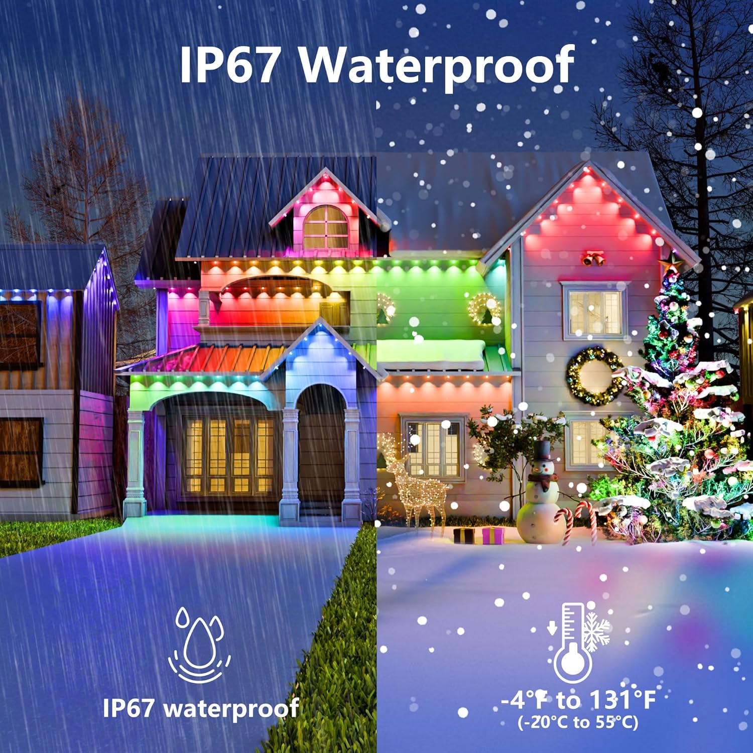 ASLONG Permanent Outdoor Lights with App & Remote, 100ft Smart Eaves Lights with RGBW LEDs, Endless Light Colors, Daily and Accent Lighting, IP67 Waterproof for Halloween, Christmas, Holiday, Party