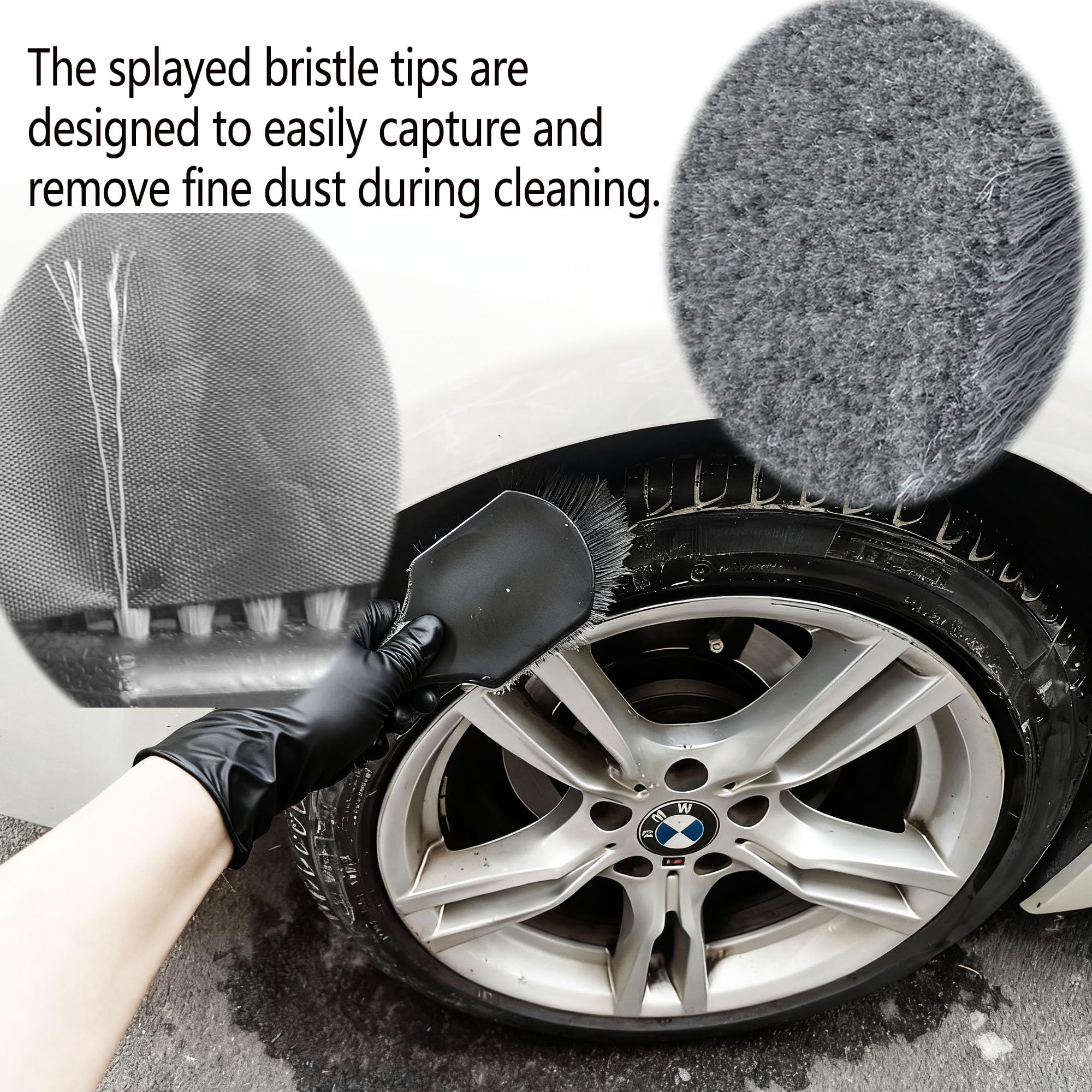 Professionelles Auto-Detail-Pinsel-Set – weiche Borsten, Leder-Armaturenbrettbürste, Dual-End-Entlüftungs- und Fugendüse, langer Griff, Reifenreinigungsbürste für Auto-Detailing, Autowasch-Set