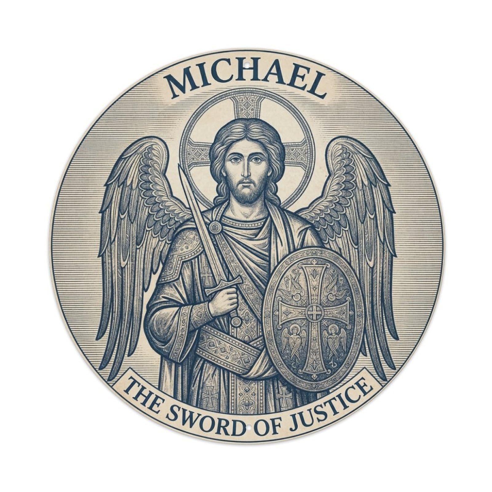 The Sword of Justice St Michael Archangel Holy Guardian Metal Tin Sign