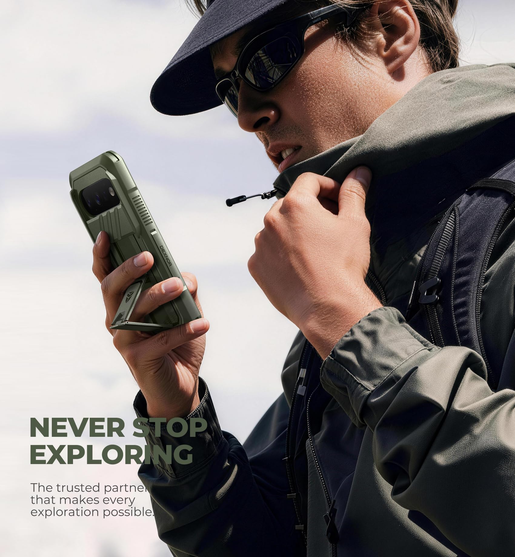 Dexnor per Cover Google Pixel 11&11 Pro con Cover Scorrevole Fotocamera & 2 Cornici Anteriori & Proteggi Schermo Integrato & Supporto, Cover Protettiva Integrale Anticaduta Heavy-Duty Robusta - Verde