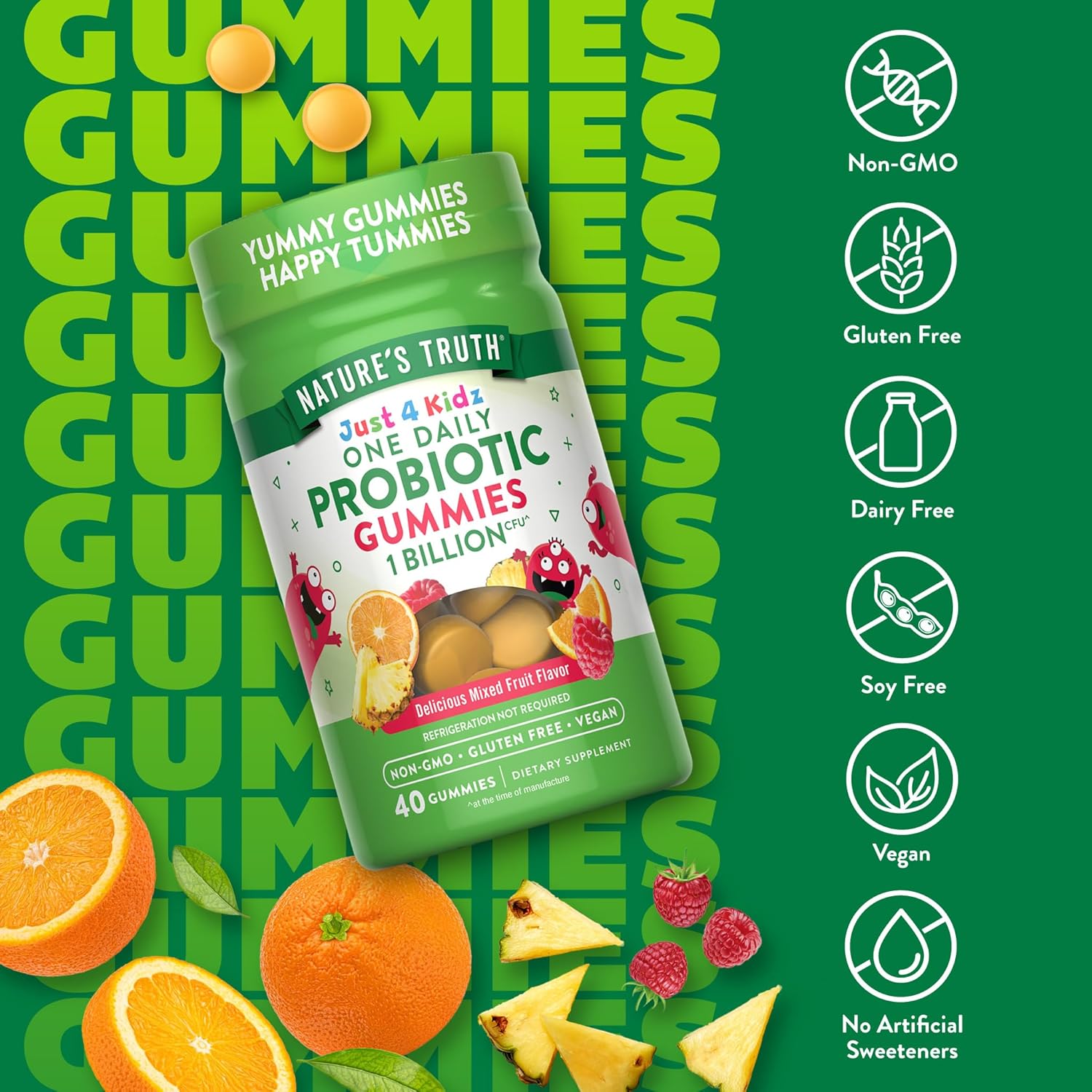Nature's Truth Kids Probiotic Gummies | 40 Count | Mixed Fruit Flavor | Vegan, Non-GMO & Gluten Free Supplement - Image 3