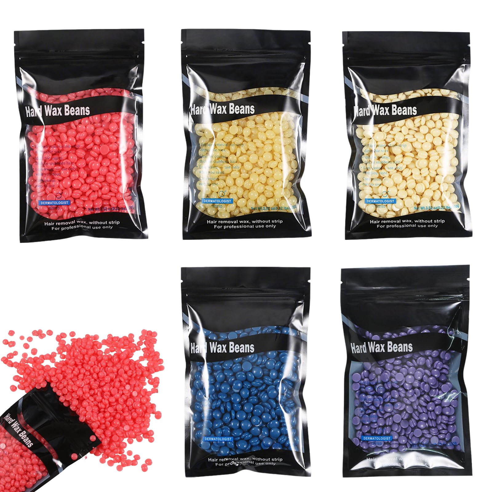 Wosk do usuwania włosów, 500 g, wosk do depilacji, wosk do depilacji, twarde ziarna wosku, woskowanie, perły, wosk do włosów w nosie, bezbolesny wosk, do domu, dla kobiet i mężczyzn, do strefy bikini