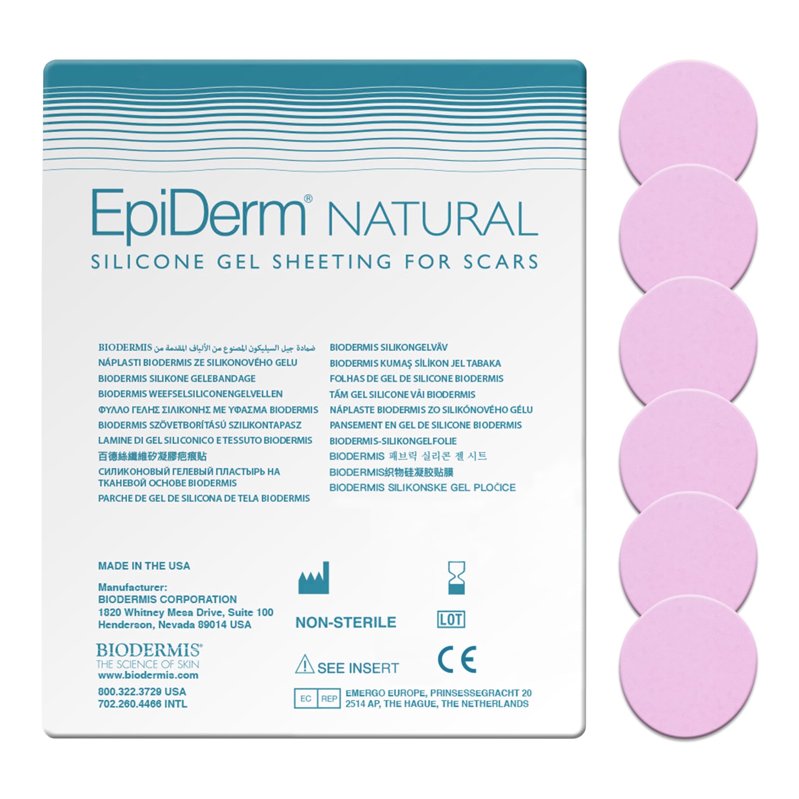 Epi-Derm Epi-Tab Circles Silicone Scar Sheets – Professional-Grade, Washable & Reusable Silicone Patches for Small Hypertrophic & Keloid Scars from Trauma, Liposuction & More - Clear, 6-Pack