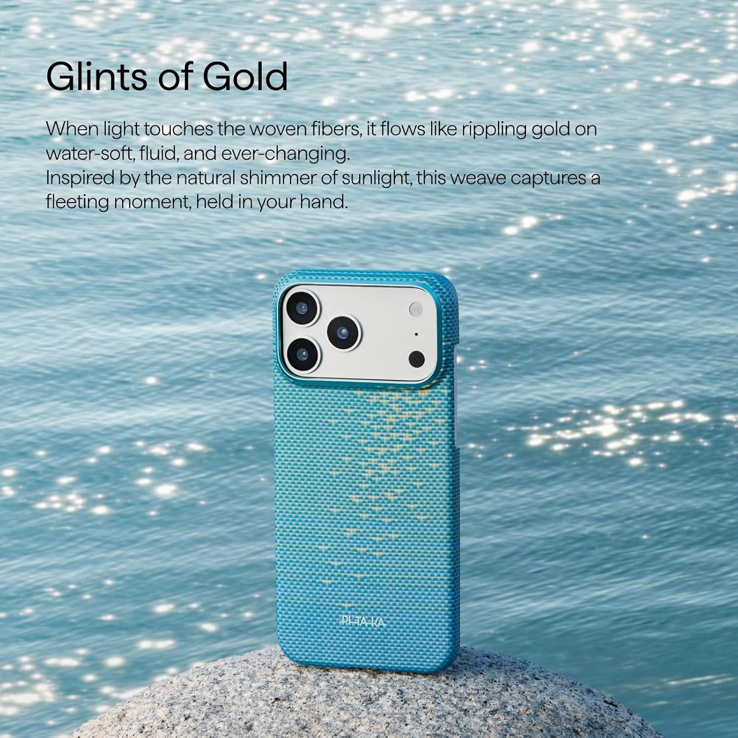 pitaka for iPhone 17 Pro Max Case 6.9" with Camera Control Button, Compatible with MagSafe, Ultra-Slim Case with Caseless Touch Feeling, 1500D Aramid Fiber Woven, Glints of Gold