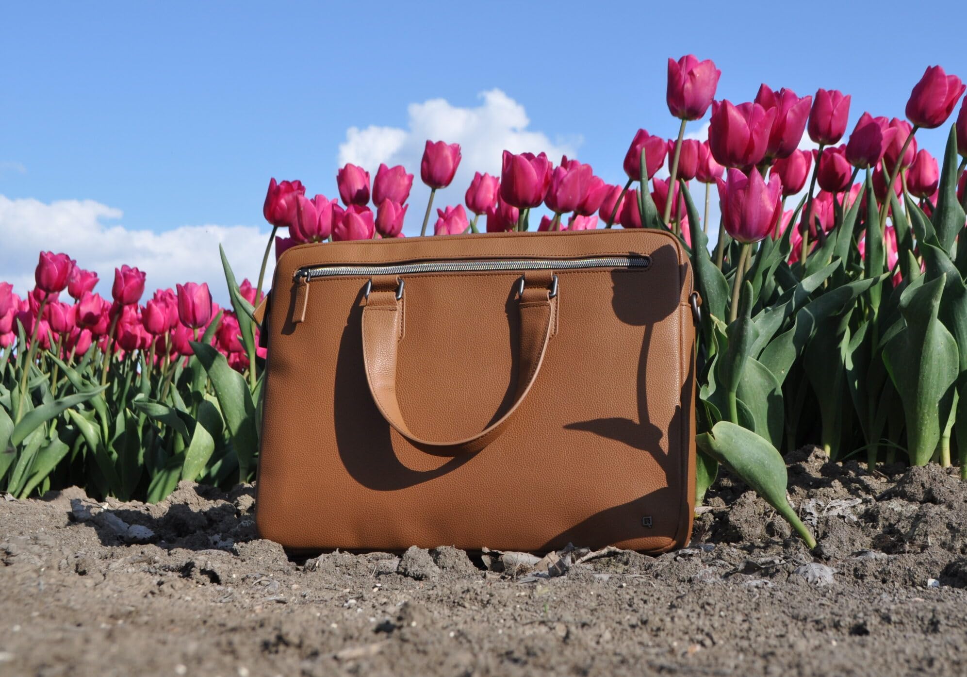 Desq® Laptoptasche - 16"-Laptops, Braunes genarbtes Leder