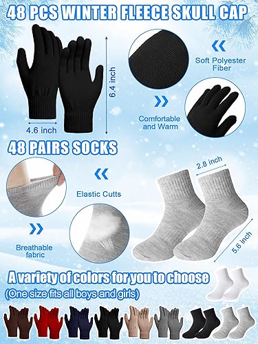 Miniatura 3 de Conjunto de calcetines y guantes de invierno para niños y niñas, gorro de lana de punto cálido con bolsas de organza, regalos de Navidad de invierno