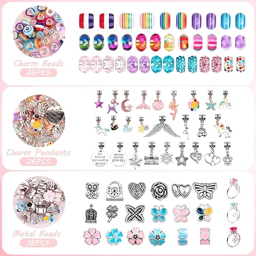 Miniatura 10 de UFU Kit de fabricación de pulseras con dijes para niñas kit de fabricación de joyas juego de regalos de manualidades de unicornio para adolescentes