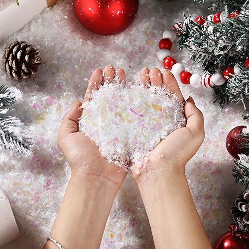 Decoración de nieve falsa de invierno, nieve artificial para aldea de Navidad, centelleantes, relleno de polvo de nieve brillante para manualidades