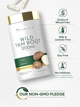 Carlyle Wild Yam Root Capsules | 200 Count | Traditional Herbal Extract | Non-GMO, Gluten Free
