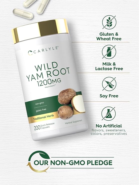 Carlyle Wild Yam Root Capsules | 200 Count | Traditional Herbal Extract | Non-GMO, Gluten Free