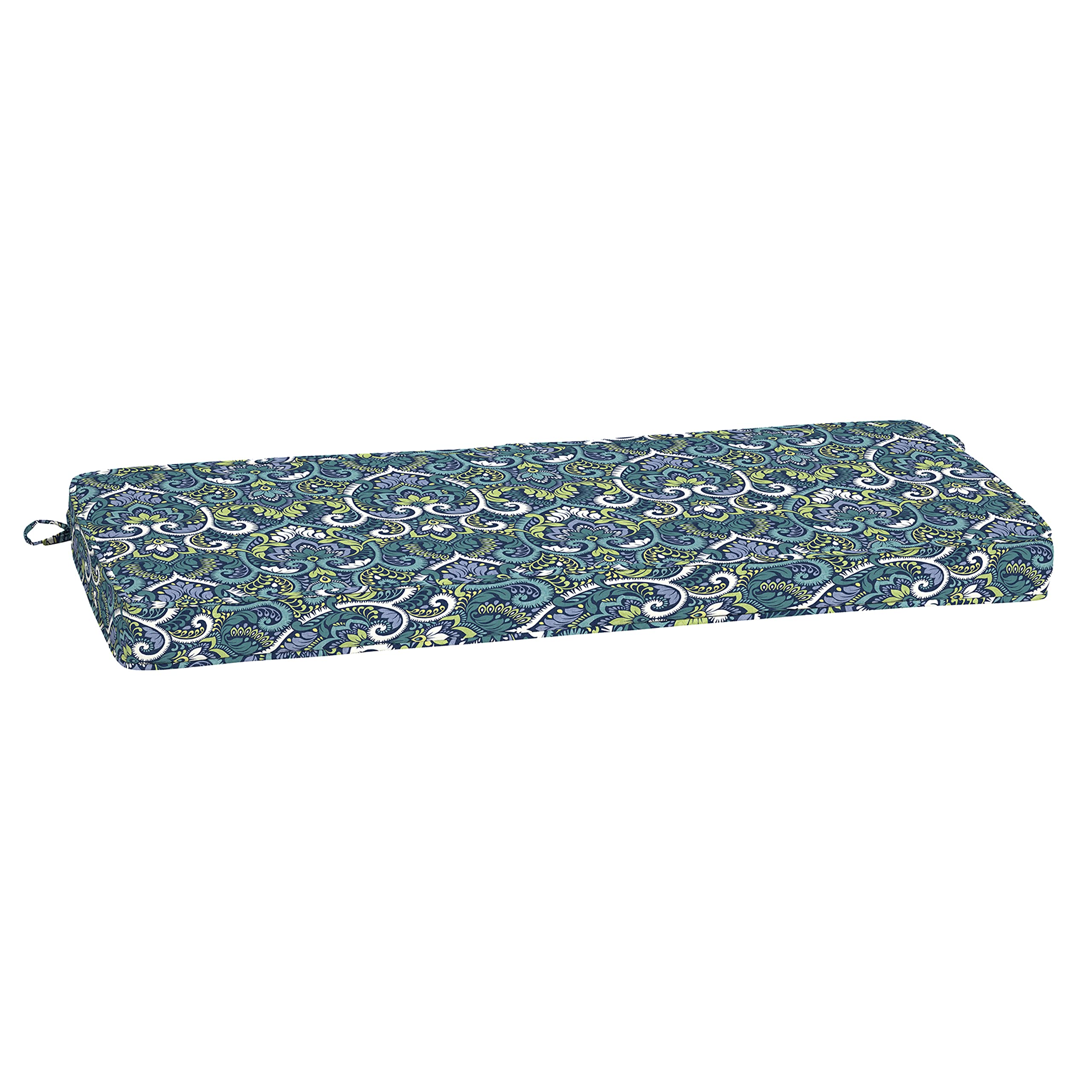 Arden Selections ProFoam Essentials Outdoor Bench Cushion 18 x 46, Sapphire Aurora Blue Damask
