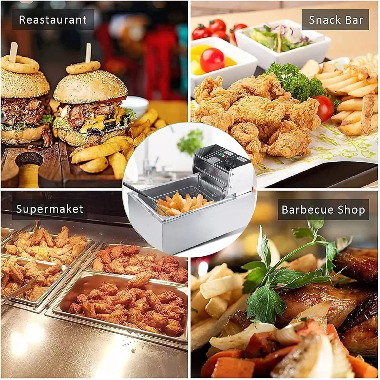 NYCDA Kommerzielle Arbeitsplatten-Fritteusen, 10-l-Schnellheiz-Elektrofritteuse, 2500-W-Edelstahlfritteuse, Intelligente konstante Temperatur, Leicht zu reinigen