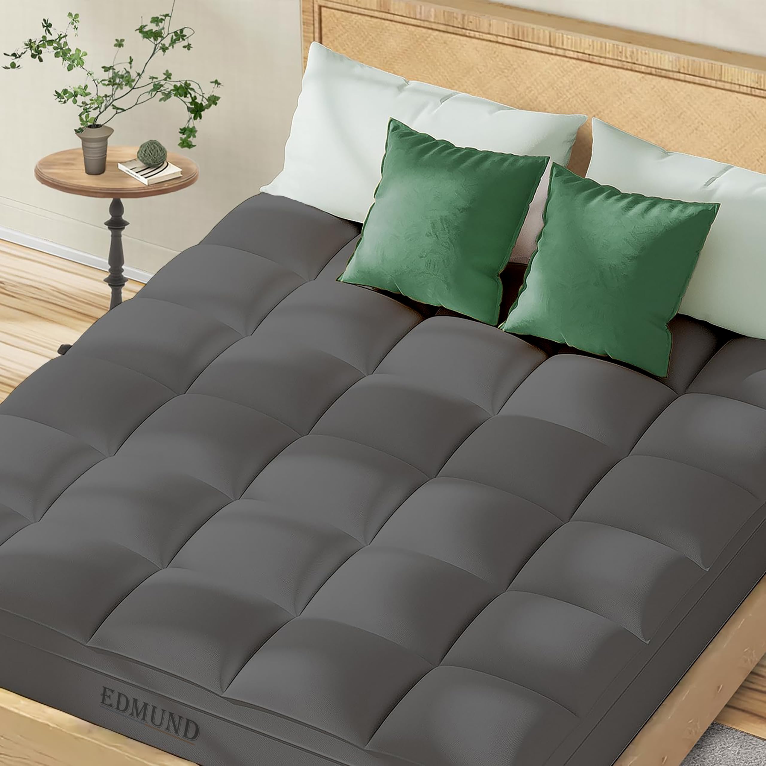 Edmund Hotel Quality Mattress Topper Quilted Fluffy Premium Cotton Finished Mattress Pad 1000-GSM Double Bed King Size 72 x 78 Inch Quilted Topper for Best Sleeping - (6x6.5 Feet_Dark Grey)-image-38