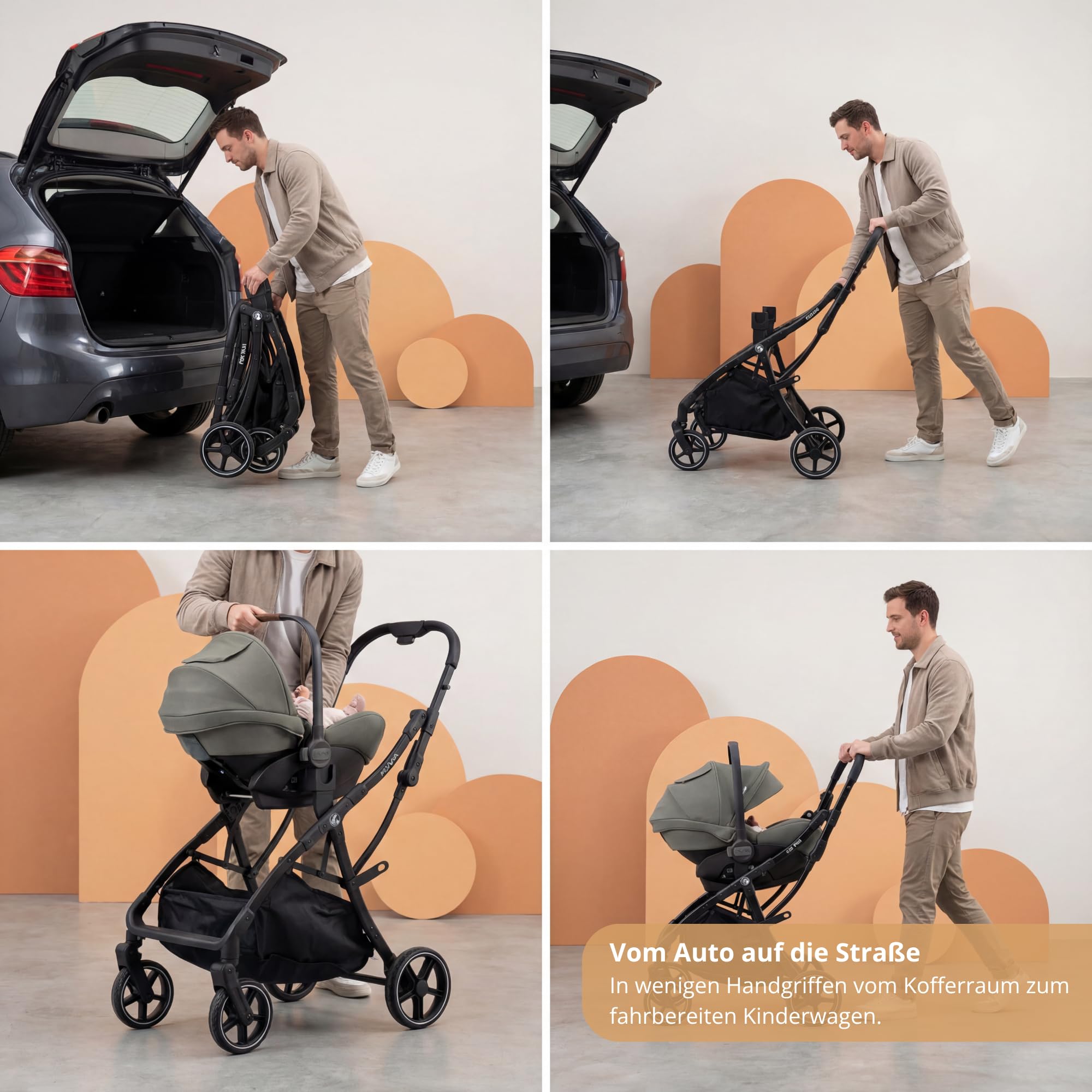 Fox Baby Kinderwagen-Gestell „Fox Taxi“ – leichtes, klappbares Universal-Gestell für Babyschale und Babywanne, kompatibel mit vielen Modellen, rückenschonend für kurze Wege und Reisen
