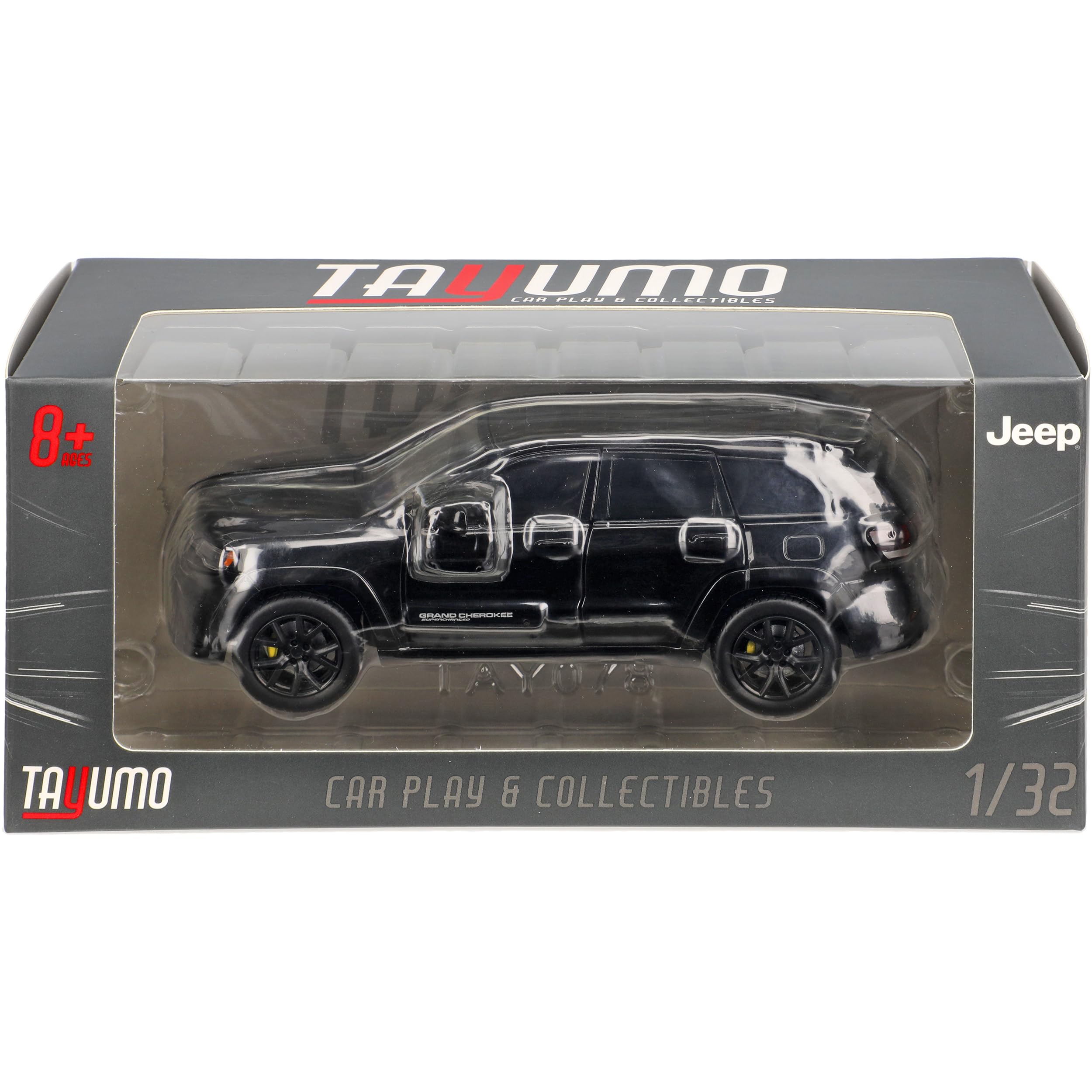 Generisch J*e*e*p Grand Cherokee WK2 Trackhawk Schwarz 2010-2021 mit Licht und Sound 1/32 Tayumo Modell Auto mit oder ohne individiuellem Wunschkennzeichen