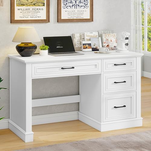 Miniatura 6 de Vabches Farmhouse - Escritorio ejecutivo de 47 pulgadas, escritorio para computadora con cajones y cajón de archivos, escritorio de computadora con