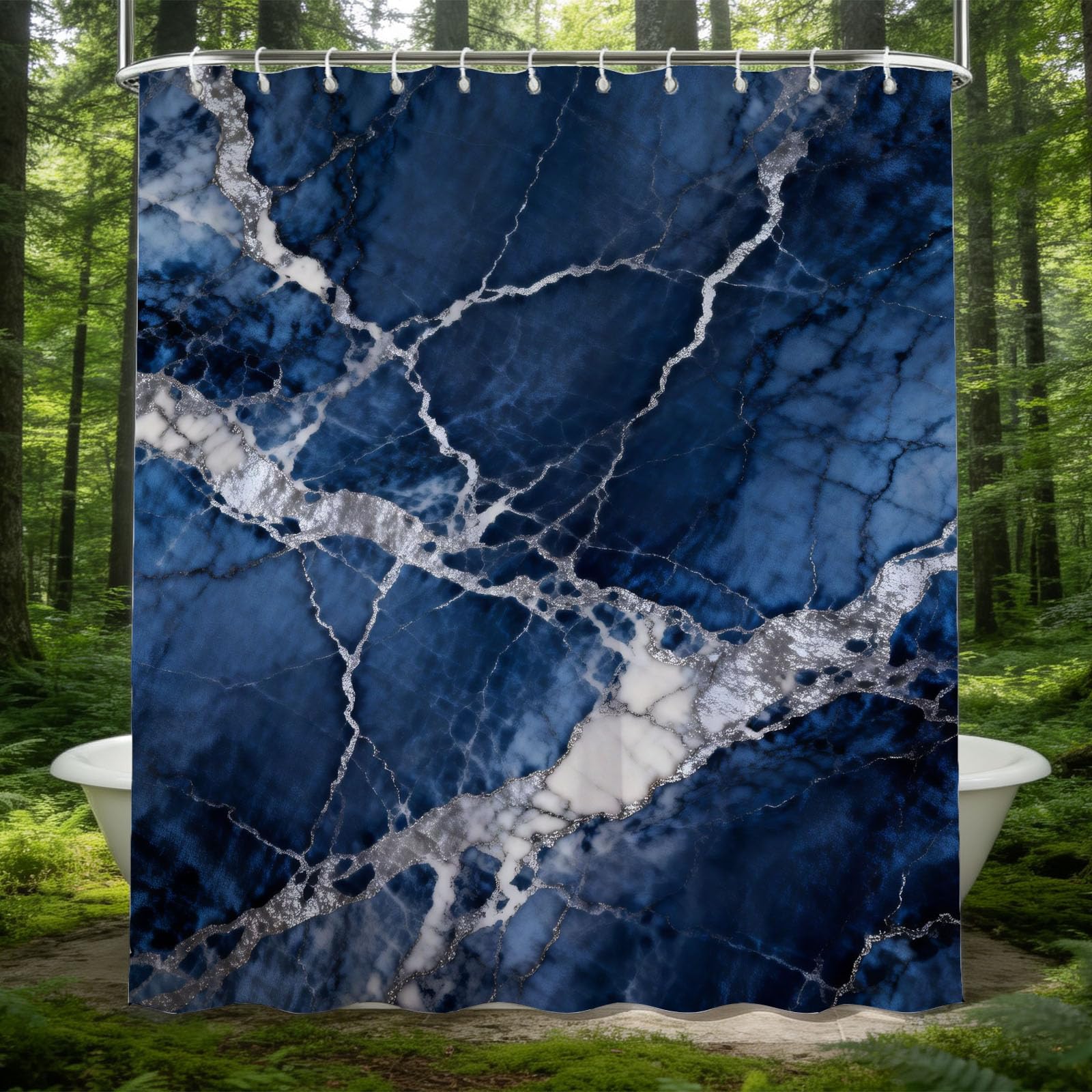 Hongduo 3D Marble Shower Curtain for Stalls Bathtubs Minimalistic Bathroom Decor Shower Curtain Set Polyester Fabric Waterproof 180x200cm/71X79 Inch with Hooks