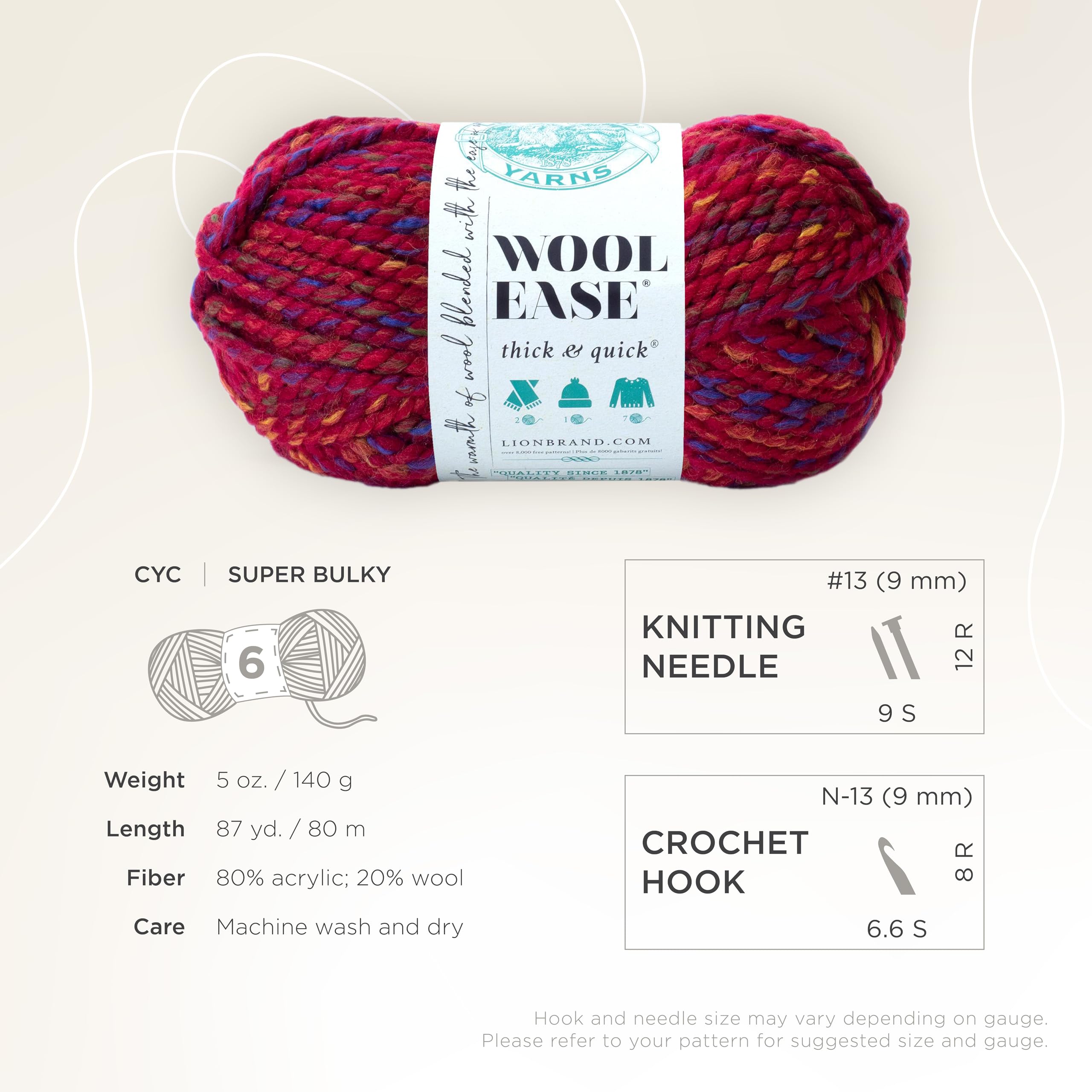 Lion Brand Yarn Wool-Ease Fil épais et rapide, doux et volumineux pour
