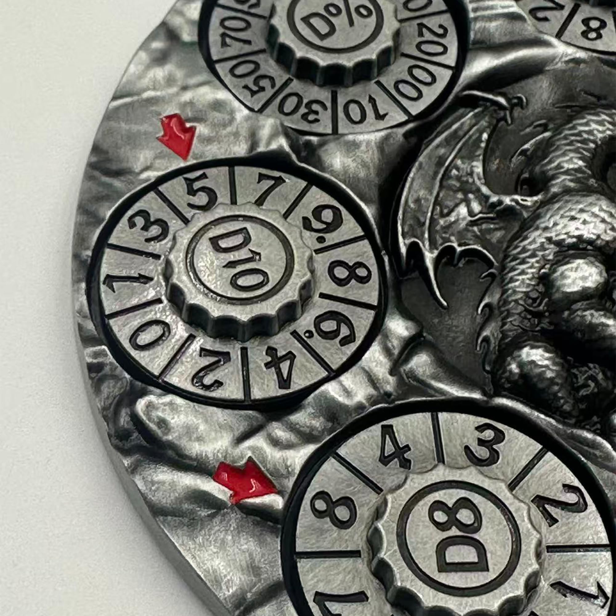 TOYVERSE 7 w 1 Fidget Spinner Polyhedral, kostka ze stopu, nadaje się do D&D, DND, RPG, MTG, Dungeons and Dragons, gier planszowych i odgrywania ról, 15 +