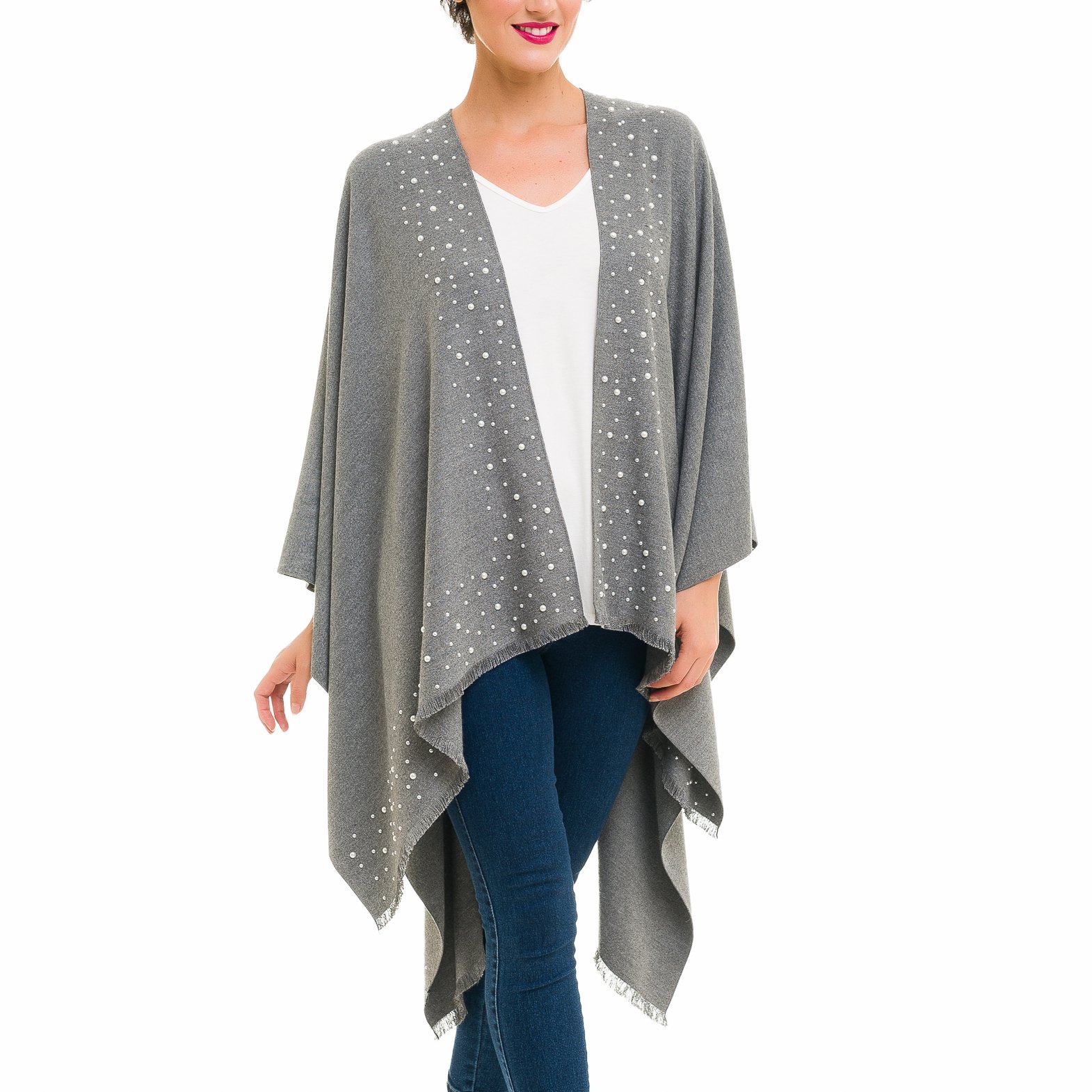 MIMOSITO Women's Shawl Wrap Poncho Ruana Cape Cardigan Sweater Open Front for Fall Winter