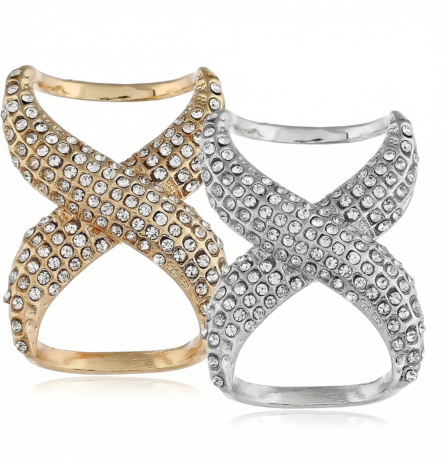 2PCS(Gold+Silver) Women Lady Girls Fashion Rhinestone Inlayed Scarf Ring Buckle Modern Simple Jewelry Silk Scarf Clasp Clips Clothing Wrap Holder Decoration Accessories for T-shirt Neckerchief Shawl