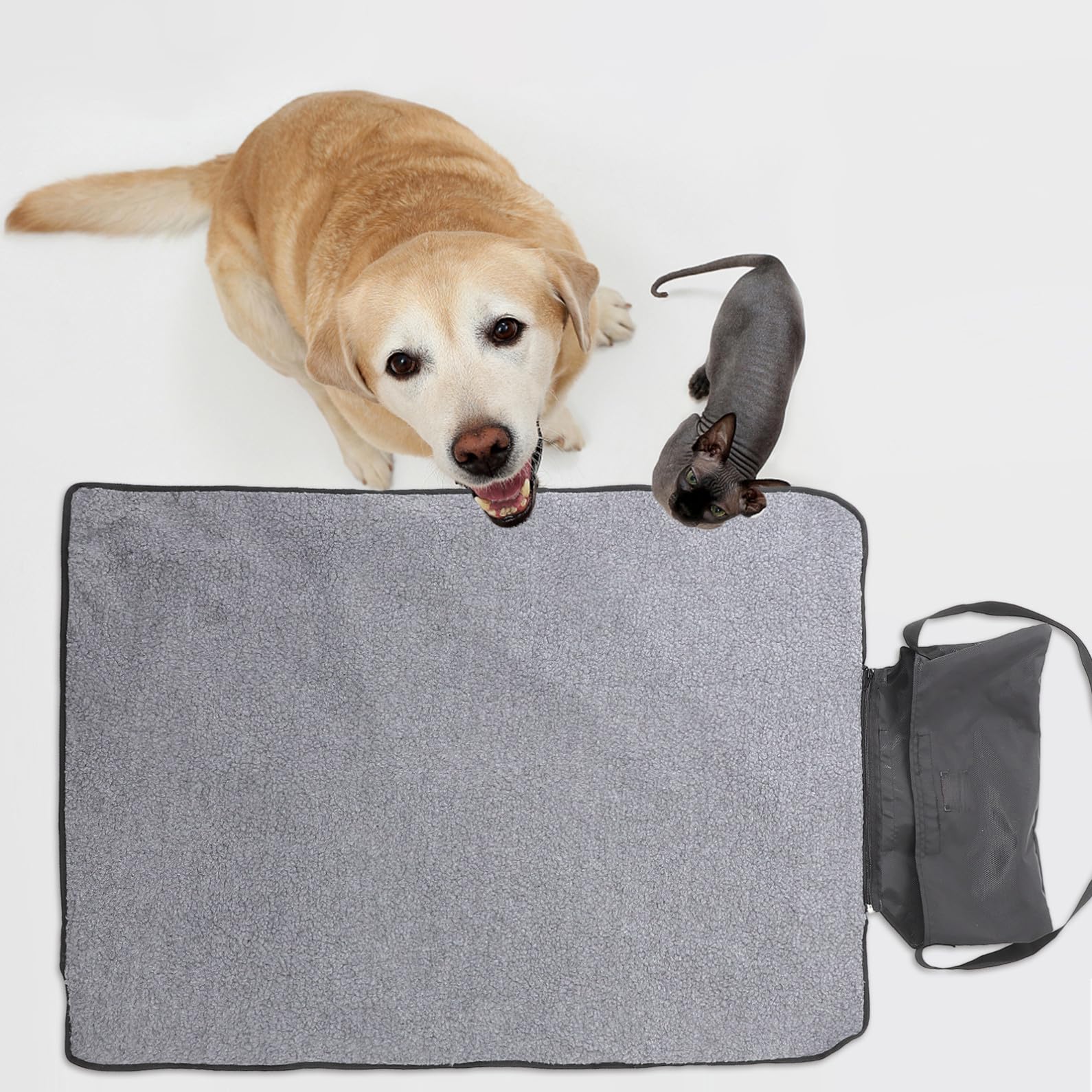 Abaodam Manta Plegable para Mascotas Manta De Viaje para Exteriores para Perros y Gatos Negra