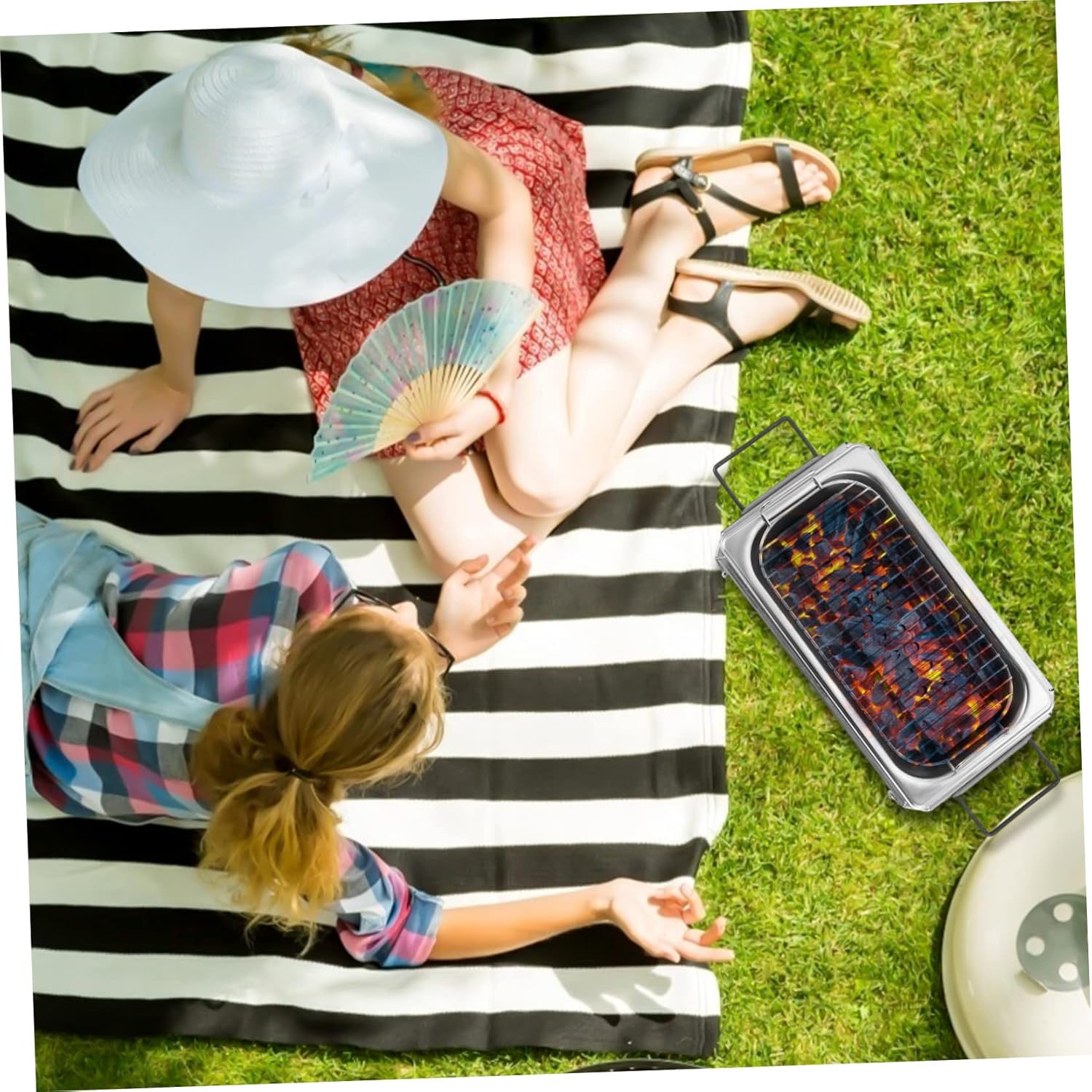 SUPVOX Stainless Steel Commercial Barbecue Grill with Handles for Camping and Outdoor Cooking Resistant Easy to Clean Versatile Barbecue Rack