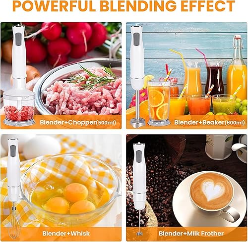 Miniatura 2 de Licuadora de inmersión de mano 800 W de 12 velocidades licuadora eléctrica 5 en 1 vaso de 203fl oz picador de 169fl oz batidor de huevos espumador