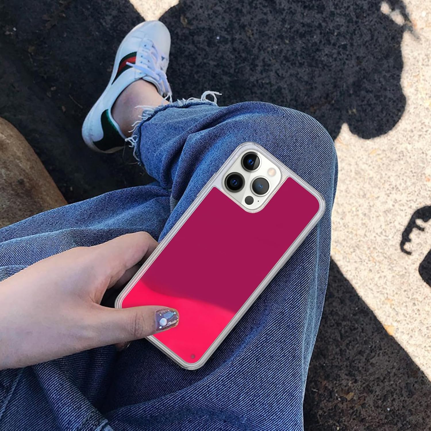 Losin Fluorescent Case Compatible with iPhone 16 Pro Max Quicksand Case Liquid Glow Sand Phone Case Luxury Glow in The Darkness Noctiluncent Liquid Luminous Sand Fashion Luxury Cover for Women and Men - Image 3