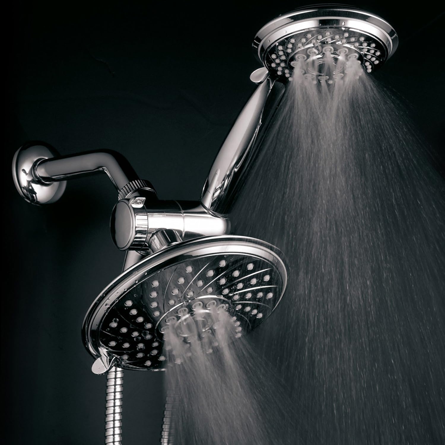 HotelSpa Handheld Shower & 6" Rain Showerhead Combo - High Pressure 30 Function Dual 2 in 1 Shower Head System with Stainless Steel Hose, Patented 3-way Water Diverter, All-Chrome Finish Top USA Brand