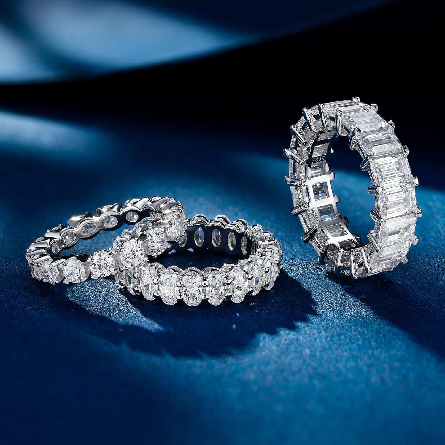 Full Eternity Ring for Women 925 Sterling Silve Wedding Band Round/Oval/Emerald Cut Anniversary Engagement Stackable Rings Size 5-10 - Image 3