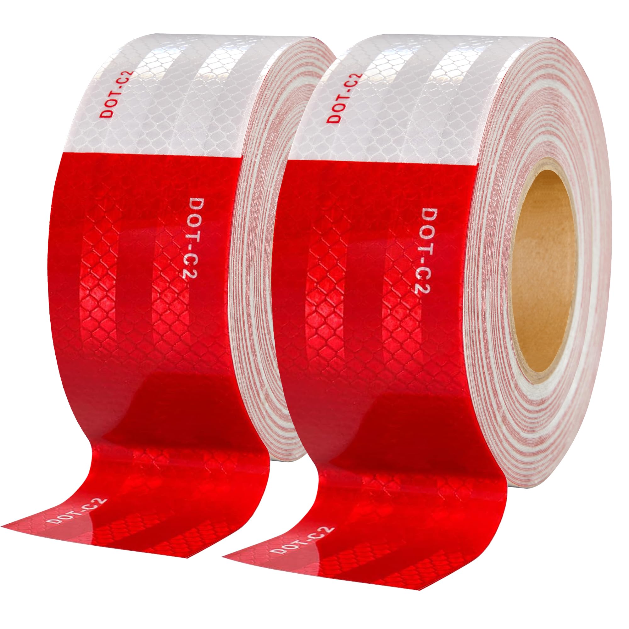 LEORAY DOT-C2 Reflective Tape, DOT Reflective Tapes 2" x200 Feet Waterproof Red and White Adhesive Reflector Tape for Trailer Cars Trucks Outdoor