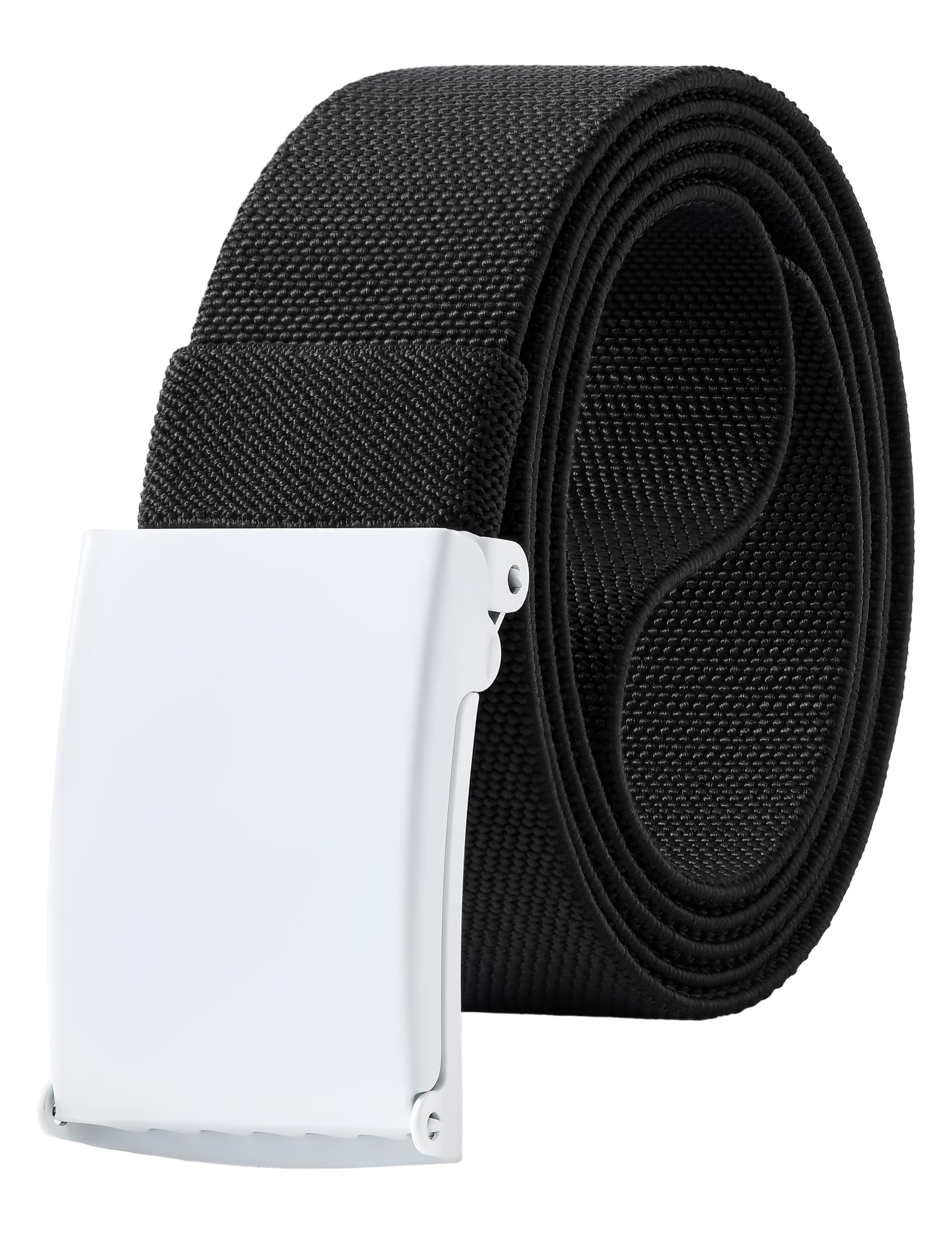 Mile High Life Stretch Canvas Belt for Men, Golf Casual Elastic Web Belt, Top Military Buckle, Adjustable Cut to Fit