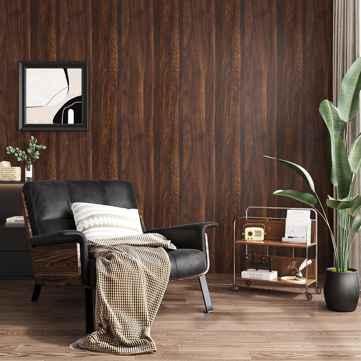 VEELIKE 118''x32'' Wide Natural Walnut Wood Contact Paper Wood Wallpaper Peel and Stick Countertops Waterproof Wood Grain Contact Paper for Cabinets Walls Desk Removable Self Adhesive Wood Vinyl Wrap