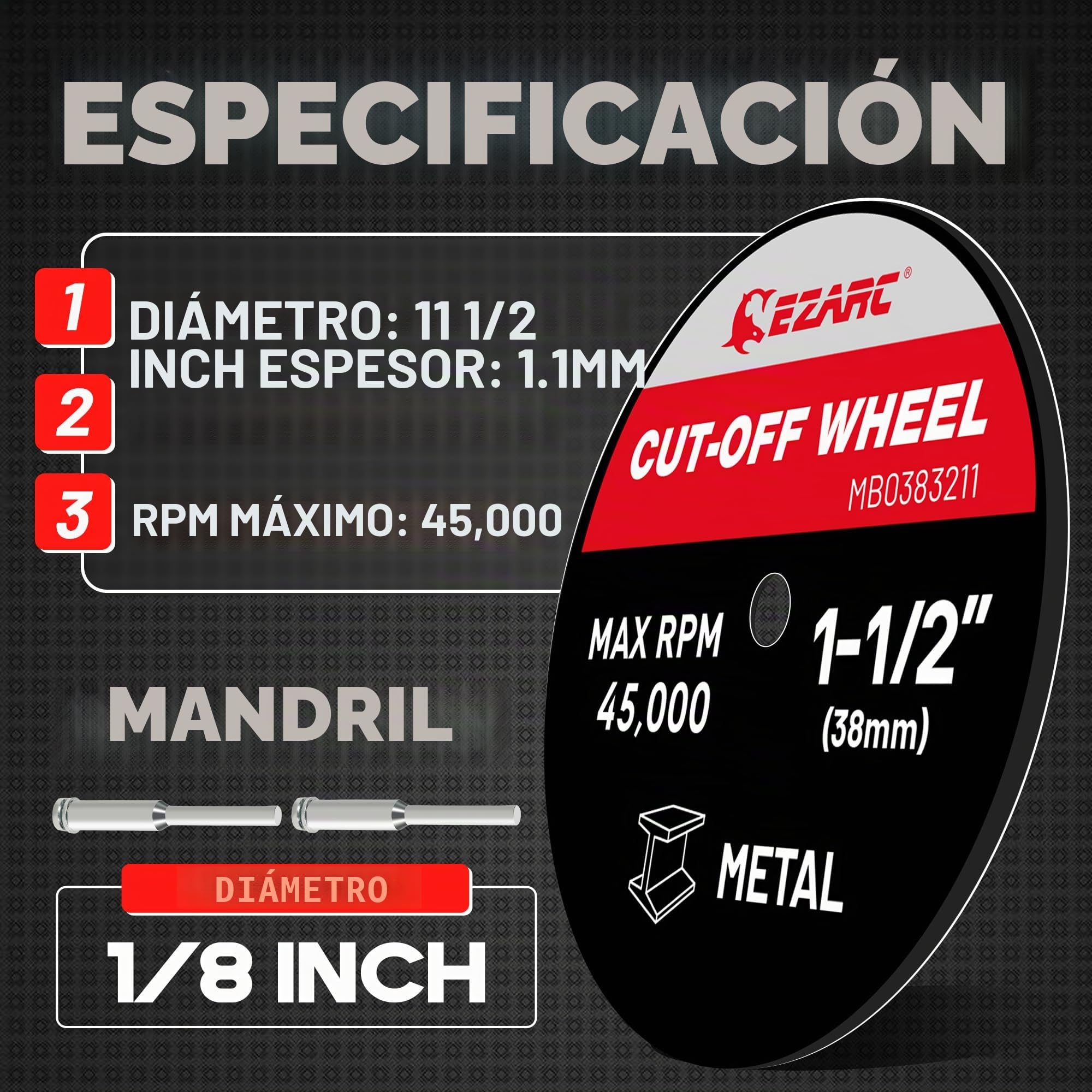 EZARC Discos de Corte 32pcs, Ruedas de Corte de 38 mm Para Metal y Acero Inoxidable, Discos de Corte Para Herramientas Rotativas