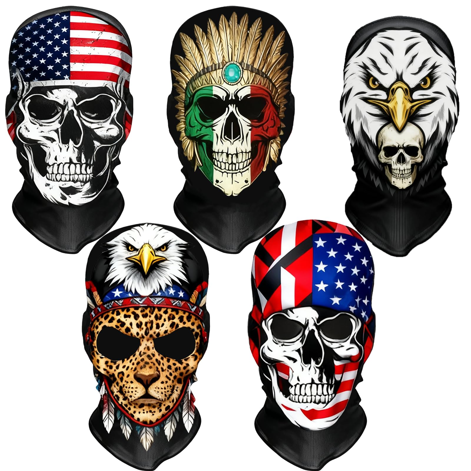 5 Pieces Halloween Mask for Adult Kids Party Skull Face Masks Funny Gift Full Face Mask for Men &amp; Women