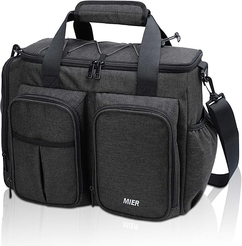 Miniatura 8 de MIER Lonchera para hombre, resistente, 20 latas, grande, aislada, a prueba de fugas, suave, con múltiples bolsillos para mujeres adultas, trabajo