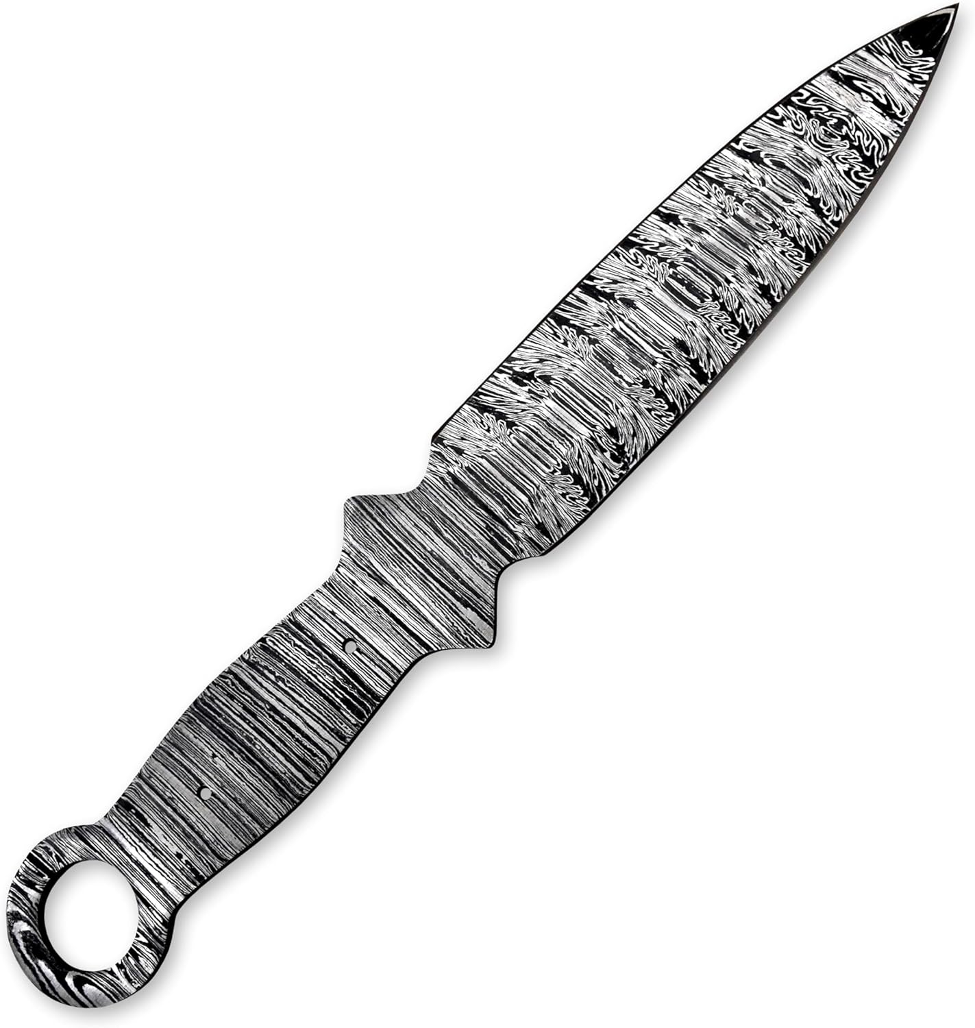 Custom Hand Forged Damascus Steel Blank Blade Tactical Hunting Knife Camping, Survival, Hiking Collectors Blade Damascus Blade Billet Handmade Knife Making Supply (HBK-06)